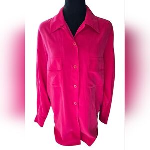New York City Blouse Co. 100% Silk Pink Blouse Oversized Medium